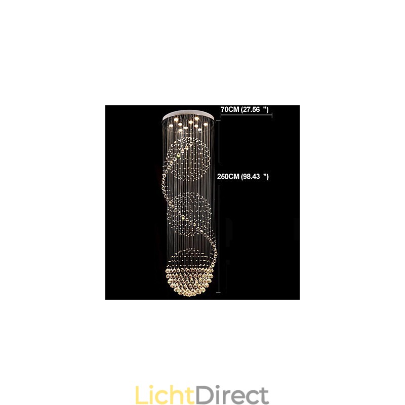 10 Licht 2,5 Meter Lengte Lange Druppel Regendruppel Traanvormige Moderne Kristallen Plafond Kroonluchter Binnen Hanglamp