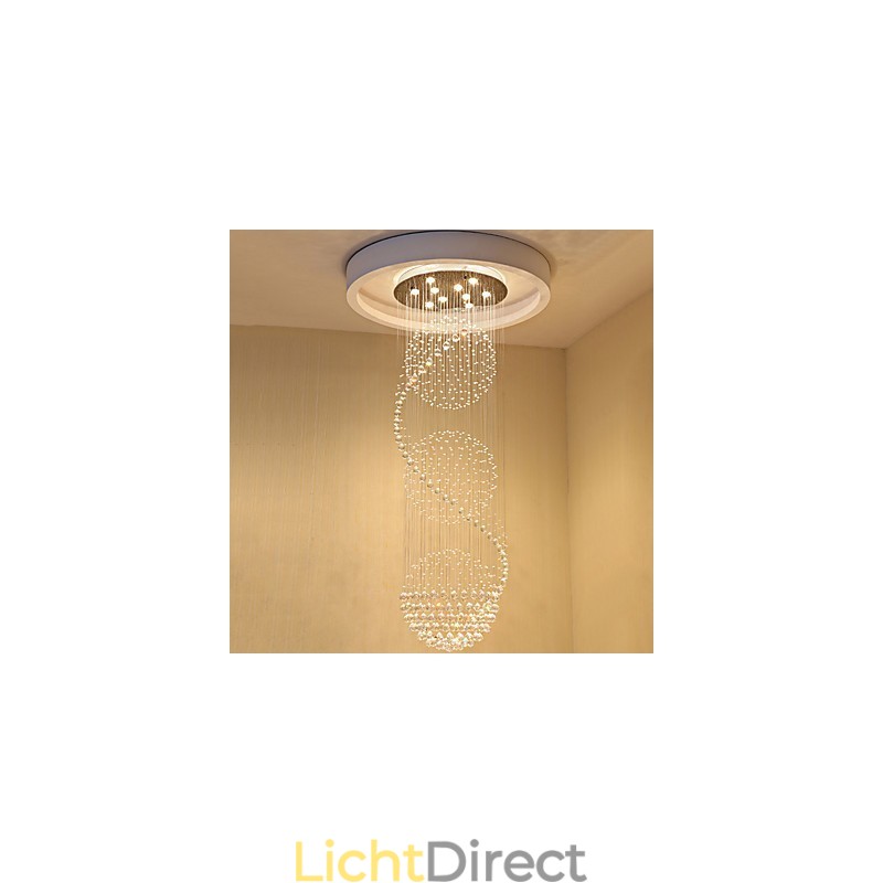 10 Licht 2,5 Meter Lengte Lange Druppel Regendruppel Traanvormige Moderne Kristallen Plafond Kroonluchter Binnen Hanglamp