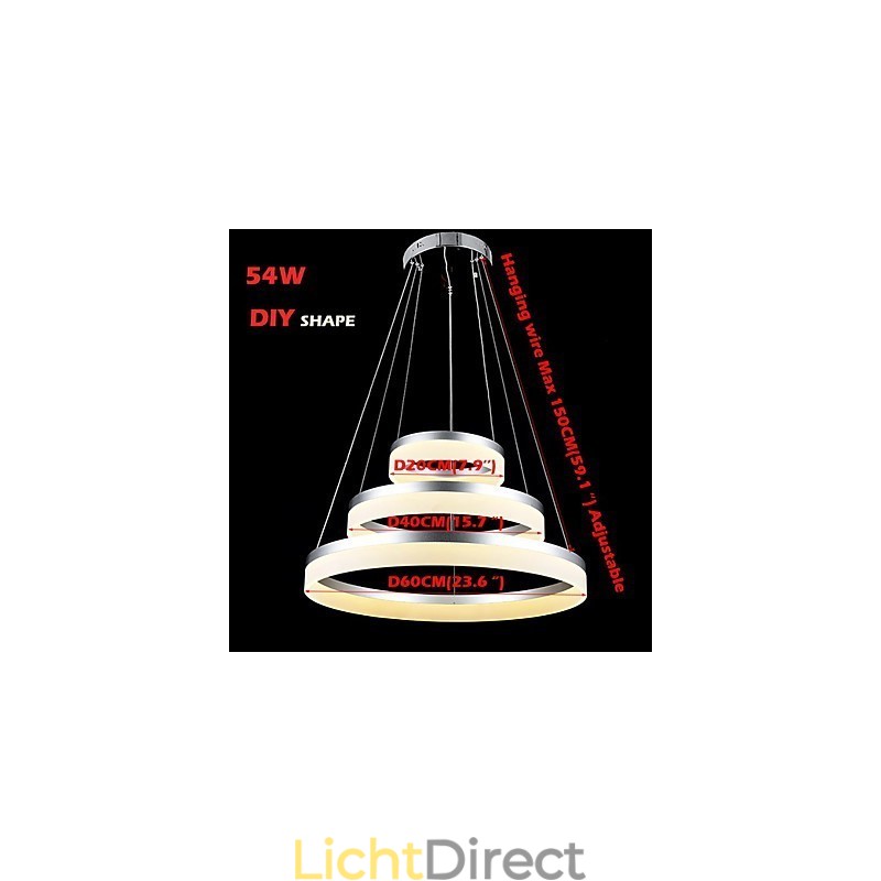 Ronde kroonluchterverlichting Verlichting Moderne acryllampen Luxe plafondlampen met drie ringen