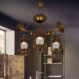 Rustieke Lodge Vintage Retro Landelijke Wereldbol Schilderij Kenmerk voor Mini Stijl Ontwerpers Metalen Kroonluchter