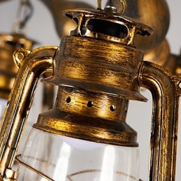 Rustieke Lodge Vintage Retro Landelijke Wereldbol Schilderij Kenmerk voor Mini Stijl Ontwerpers Metalen Kroonluchter