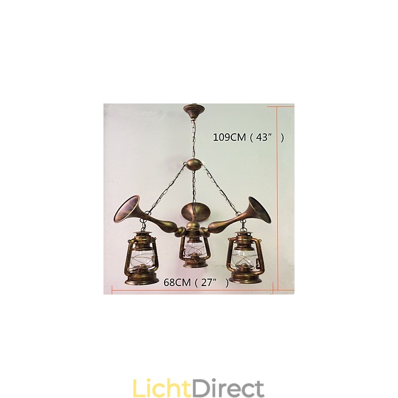 Rustieke Lodge Vintage Retro Landelijke Wereldbol Schilderij Kenmerk voor Mini Stijl Ontwerpers Metalen Kroonluchter