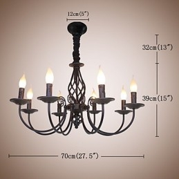 Europese eenvoudige ijzeren lamp kaarslamp 8 kroonluchter