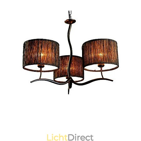 3-lichts traditionele klassieke kroonluchter met eenvoudige stoffen trommelkap