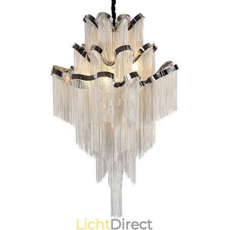 Aluminium Stream Kroonluchter Design Hanglamp Zilver Kleur Wenteltrap trap