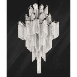 Aluminium Stream Kroonluchter Design Hanglamp Zilver Kleur Wenteltrap trap