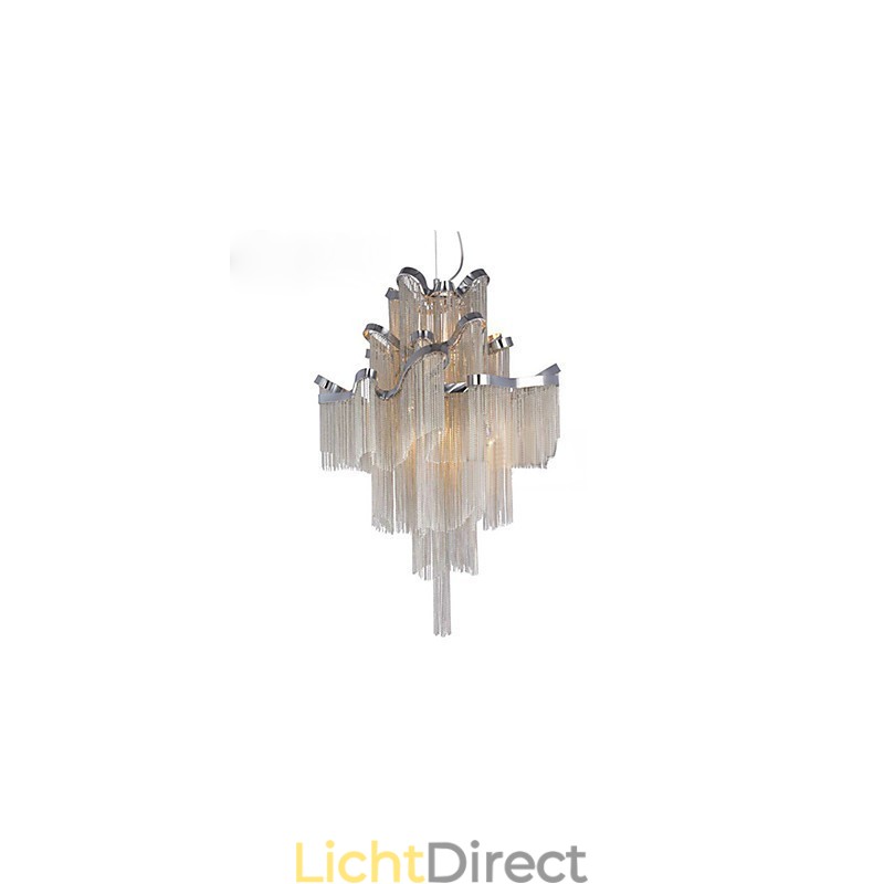 Aluminium Stream Kroonluchter Design Hanglamp Zilver Kleur Wenteltrap trap