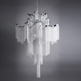 Aluminium Stream Kroonluchter Design Hanglamp Zilver Kleur Wenteltrap trap