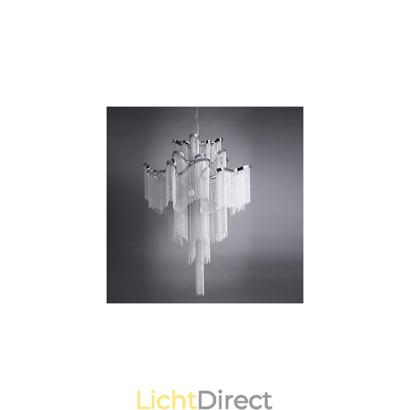 Aluminium Stream Kroonluchter Design Hanglamp Zilver Kleur Wenteltrap trap