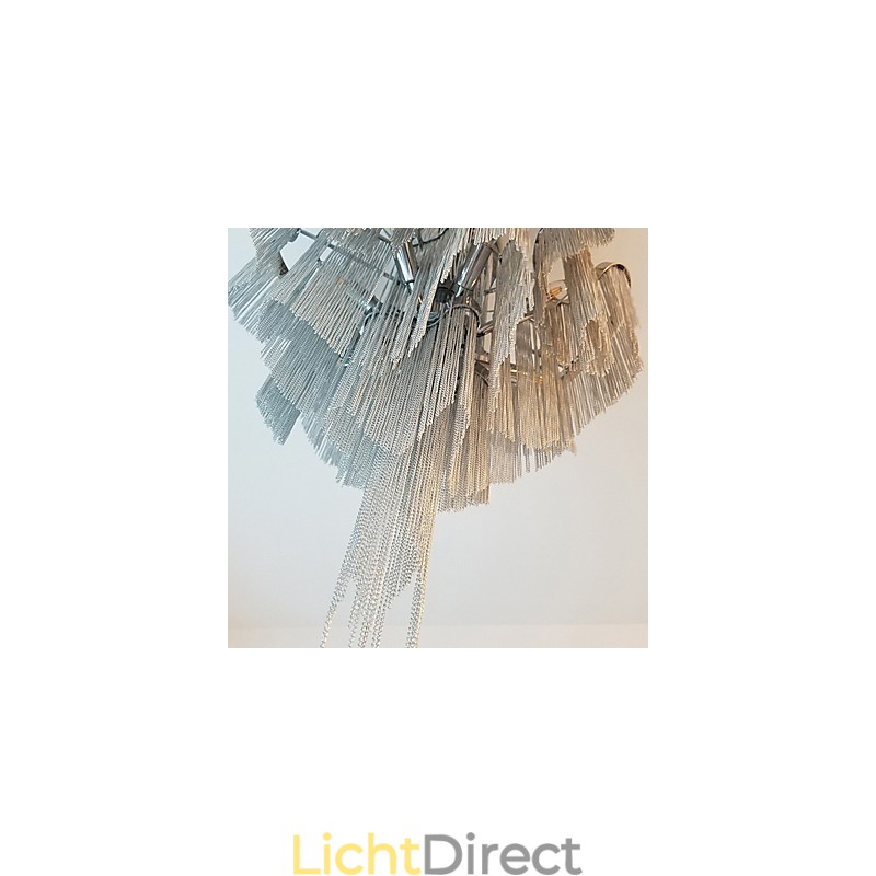 Aluminium Stream Kroonluchter Design Hanglamp Zilver Kleur Wenteltrap trap