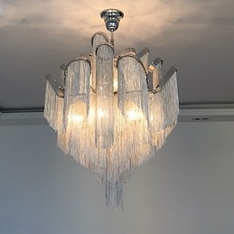 Aluminium Stream Kroonluchter Design Hanglamp Zilver Kleur Wenteltrap trap