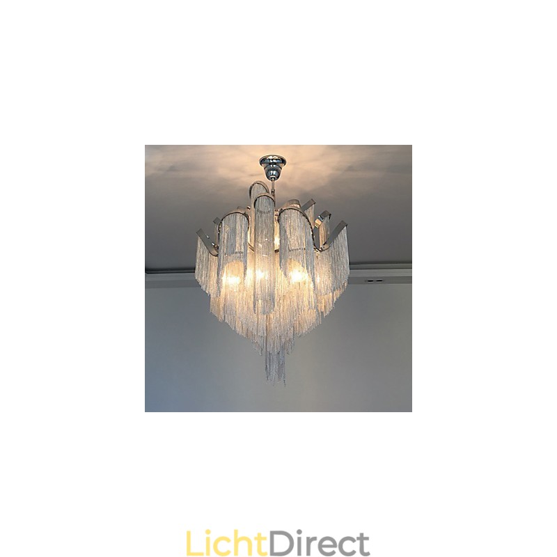 Aluminium Stream Kroonluchter Design Hanglamp Zilver Kleur Wenteltrap trap