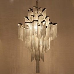 Aluminium Stream Kroonluchter Design Hanglamp Zilver Kleur Wenteltrap trap