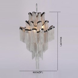 Aluminium Stream Kroonluchter Design Hanglamp Zilver Kleur Wenteltrap trap