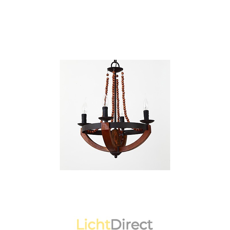 Vier licht vintage schilderij kenmerk mini stijl houten bamboe kroonluchter lamp de decoratieve hanglamp