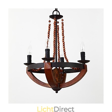 Vier licht vintage schilderij kenmerk mini stijl houten bamboe kroonluchter lamp de decoratieve hanglamp