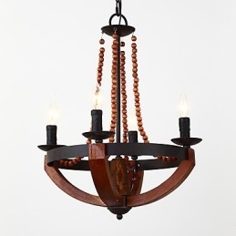 Vier licht vintage schilderij kenmerk mini stijl houten bamboe kroonluchter lamp de decoratieve hanglamp