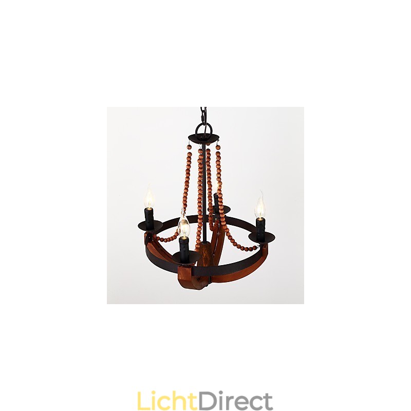 Vier licht vintage schilderij kenmerk mini stijl houten bamboe kroonluchter lamp de decoratieve hanglamp