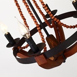 Vier licht vintage schilderij kenmerk mini stijl houten bamboe kroonluchter lamp de decoratieve hanglamp