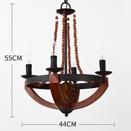 Vier licht vintage schilderij kenmerk mini stijl houten bamboe kroonluchter lamp de decoratieve hanglamp