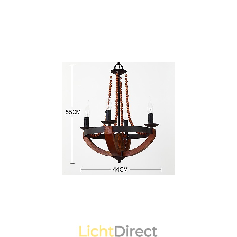 Vier licht vintage schilderij kenmerk mini stijl houten bamboe kroonluchter lamp de decoratieve hanglamp