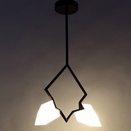 2 Lichtmast Moderne Metalen met Glazen Perzik Kroonluchter Lamp de Canteen Decorate Hanglamp