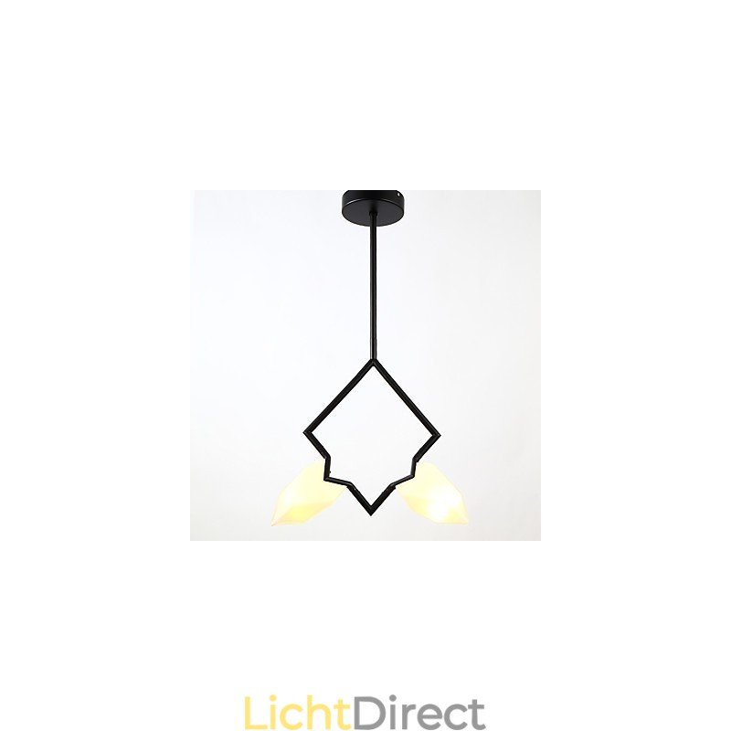 2 Lichtmast Moderne Metalen met Glazen Perzik Kroonluchter Lamp de Canteen Decorate Hanglamp