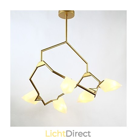 Vijf lichts paal moderne metalen met glazen perzik kroonluchter lamp de Canteen Decorate hanglamp Vijf lichts paal moderne metalen met glazen perzik kroonluchter lamp de Canteen Decorate hanglamp