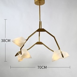 Vijf lichts paal moderne metalen met glazen perzik kroonluchter lamp de Canteen Decorate hanglamp