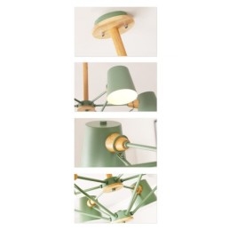 Multi Colours Macaron Hout Vintage Schilderij Kenmerk Metalen Kroonluchter