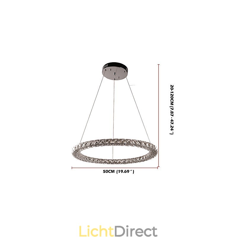 Moderne Ring Kristallen Plafond Hanglamp Kristallen Kroonluchter Licht Binnenverlichting Lampen Armaturen Dimbaar met Afstandsbediening