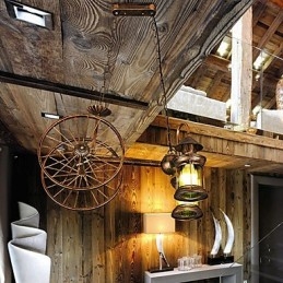 Rustieke Lodge Vintage Retro Landelijke Wereldbol Schilderij Kenmerk voor Mini Stijl Ontwerpers Metalen Kroonluchter