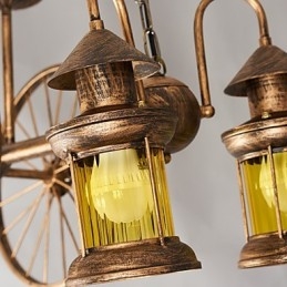 Rustieke Lodge Vintage Retro Landelijke Wereldbol Schilderij Kenmerk voor Mini Stijl Ontwerpers Metalen Kroonluchter