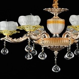 Traditionele klassieke zinklegeringsfunctie voor kristallen mini-stijl metalen kroonluchter met 6 lampen