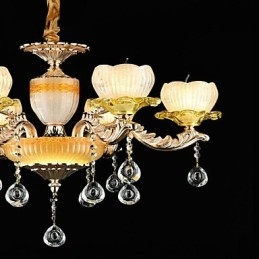 Traditionele klassieke zinklegeringsfunctie voor kristallen mini-stijl metalen kroonluchter met 6 lampen