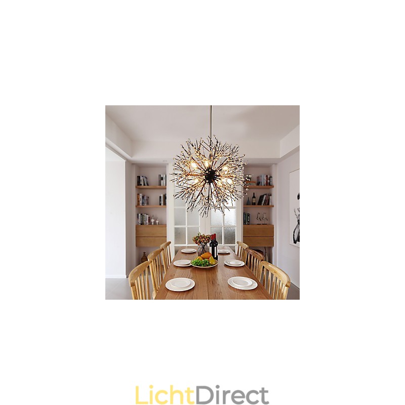 Moderne kroonluchter vuurwerk vintage smeedijzer met 8 lampen kroonluchter eiland hanglamp plafondlamp