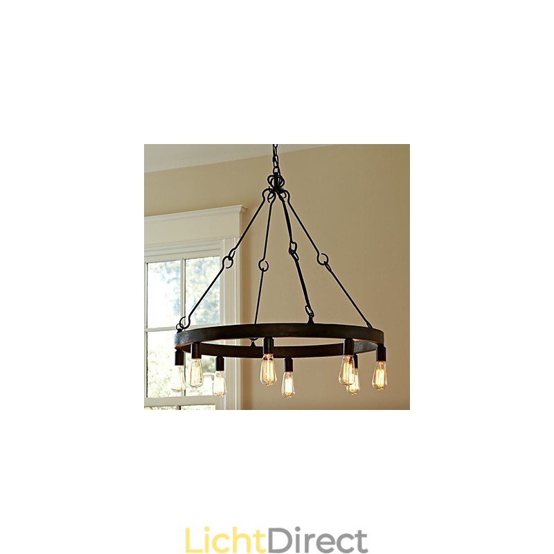 Retro stijl ijzeren hanglamp met 8 lampen