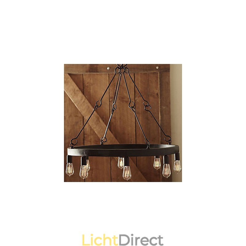 Retro stijl ijzeren hanglamp met 8 lampen