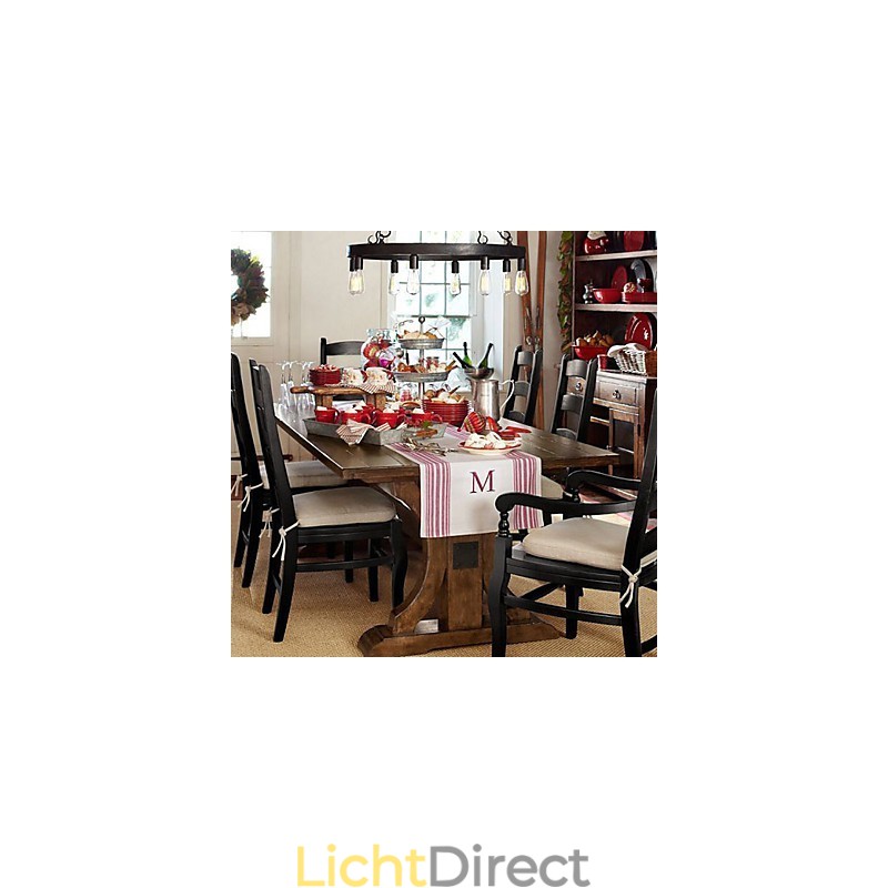 Retro stijl ijzeren hanglamp met 8 lampen
