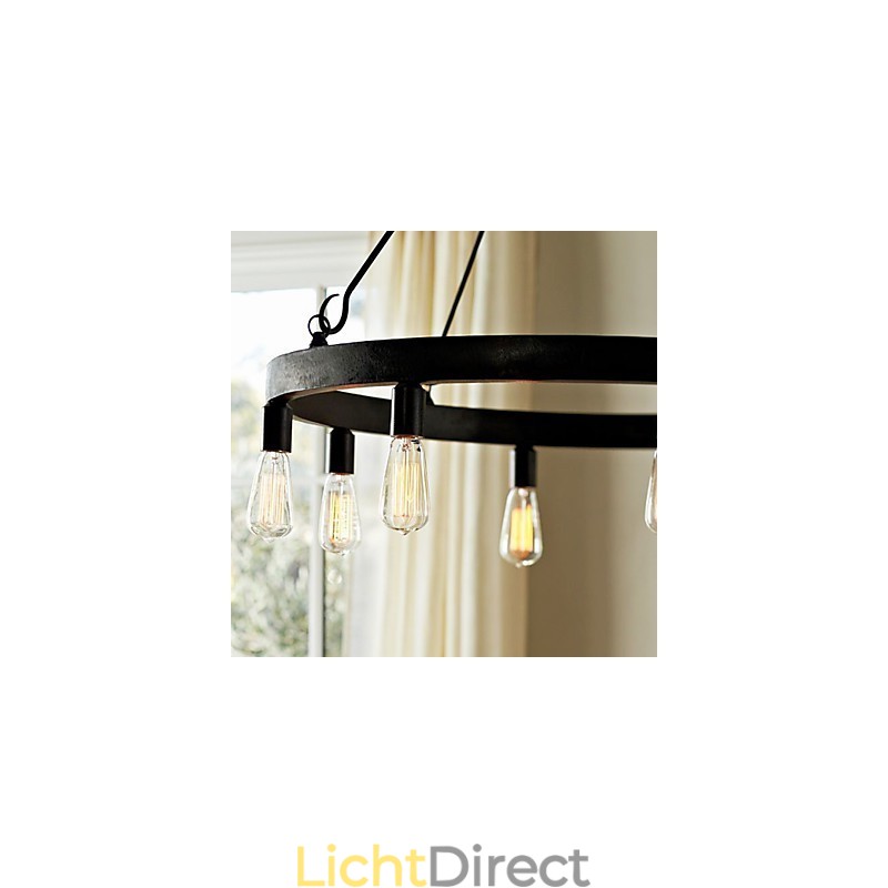Retro stijl ijzeren hanglamp met 8 lampen