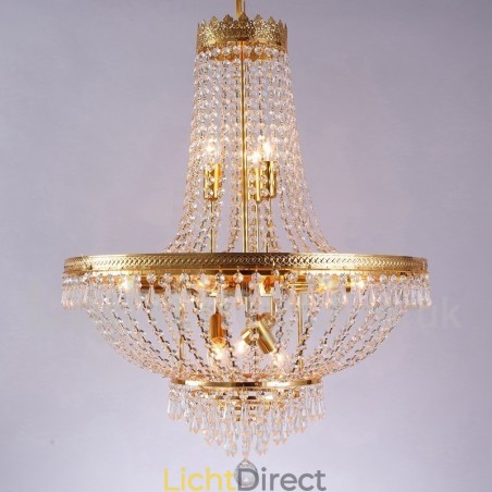 Traditionele klassieke gegalvaniseerde eigenschap voor kristallen mini-stijl metalen kroonluchter met 9 lampen