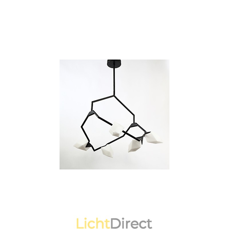 Vijf lichts paal moderne metalen met glazen perzik kroonluchter lamp de Canteen Decorate hanglamp