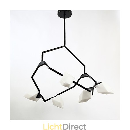 Vijf lichts paal moderne metalen met glazen perzik kroonluchter lamp de Canteen Decorate hanglamp