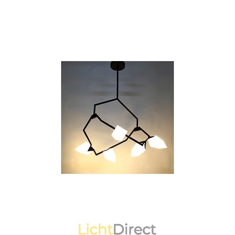 Vijf lichts paal moderne metalen met glazen perzik kroonluchter lamp de Canteen Decorate hanglamp