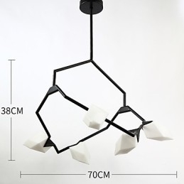Vijf lichts paal moderne metalen met glazen perzik kroonluchter lamp de Canteen Decorate hanglamp