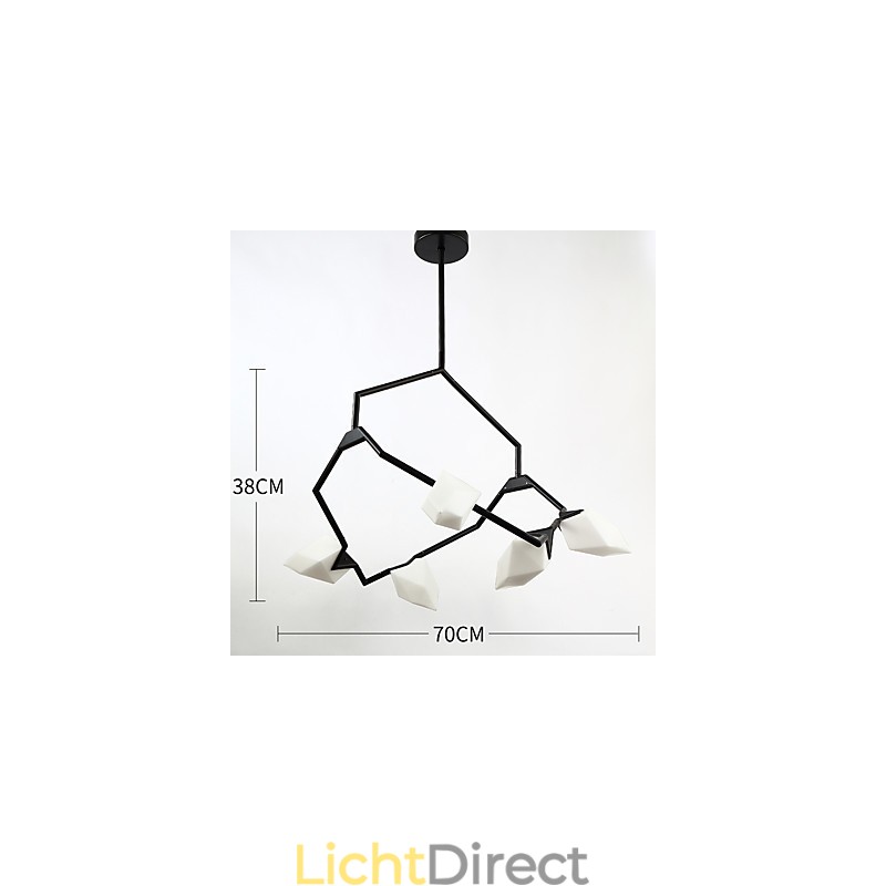 Vijf lichts paal moderne metalen met glazen perzik kroonluchter lamp de Canteen Decorate hanglamp