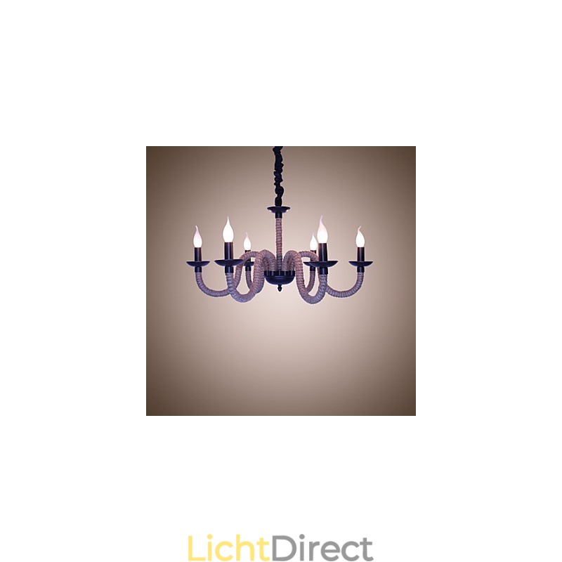 Loft Industrieel Wind Vintage IJzeren Lampen Winkels Kroonluchter Touw Kroonluchter Verlichting