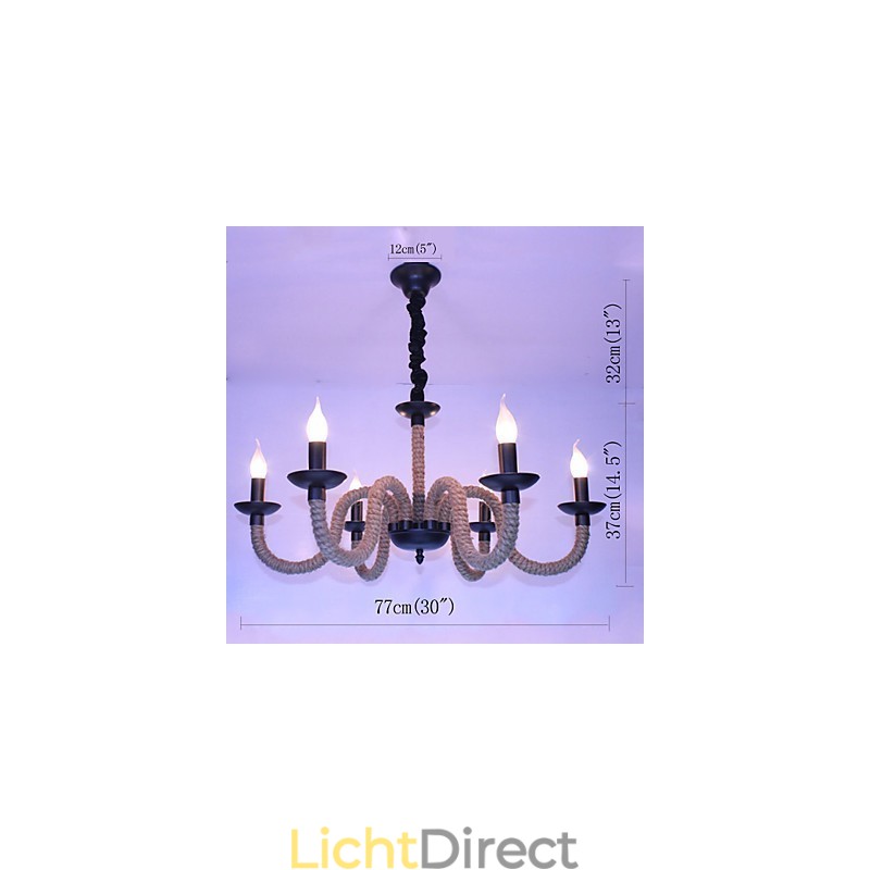 Loft Industrieel Wind Vintage IJzeren Lampen Winkels Kroonluchter Touw Kroonluchter Verlichting