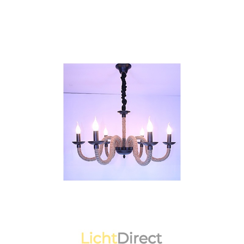 Loft Industrieel Wind Vintage IJzeren Lampen Winkels Kroonluchter Touw Kroonluchter Verlichting
