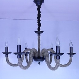 Loft Industrieel Wind Vintage IJzeren Lampen Winkels Kroonluchter Touw Kroonluchter Verlichting